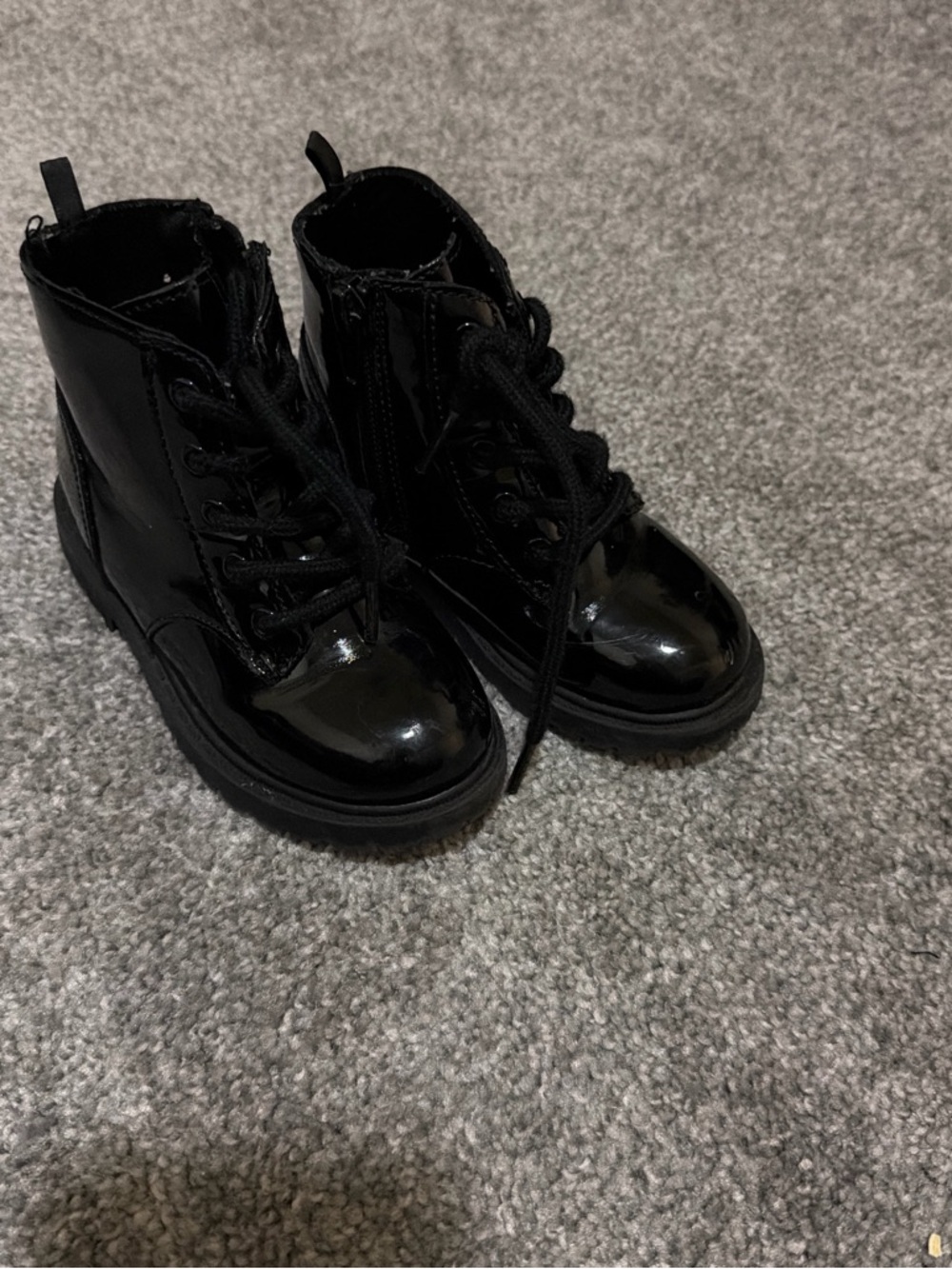 Old Navy Black Patent Lace-Up Boots